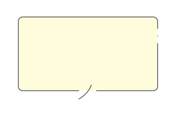 シンプルでおしゃれな横長の長方形の吹き出し - 薄い黄色の背景に黒い線のフレーム素材