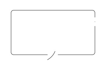 シンプルでおしゃれな横長の長方形の吹き出し - 白い背景に黒い線のフレーム素材