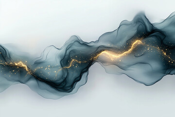 Whisper-gray voice waves with golden sparks creating a serene atmosphere for a podcast cover