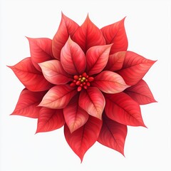 Vibrant Red Flower with Lush Leaves and Rich Petals against a Soft Background for Seasonal and Holiday Themes