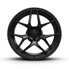 Obraz premium Black alloy wheel, studio shot, white background, automotive part