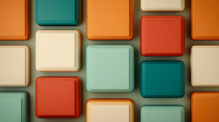 layered 3D grid texture with floating retro squares in vibrant colors