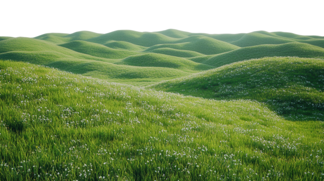 Lush green hills and vibrant meadow landscape.