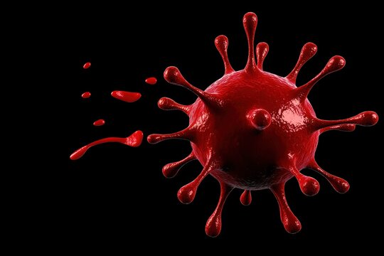 High-resolution image of a red virus, perfect for illustrating microbiological concepts or creating impactful health awareness visuals