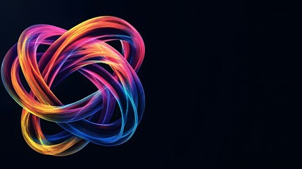A colorful intertwined structure on a dark background is displayed