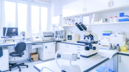 Medical research background with modern laboratory with scientific equipment. Concept of medical research, biotechnology, innovation. Perfect for healthcare, diagnostics and pharmaceutical development