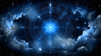 Obraz premium Celestial Alignment Cosmic Harmony in the Starry Heavens a Dance of Galactic Spheres Night Sky Majesty