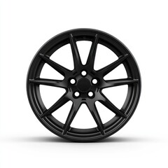 Obraz premium Black alloy wheel, isolated, white background, automotive part (1)