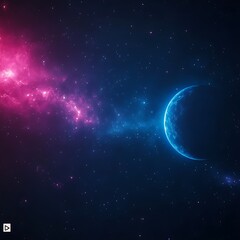 Naklejka premium Celestial Crescent Nebula Space Exploration and Cosmic Horizon in a Starry Night Galaxy