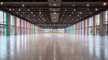 Fototapeta premium Empty Modern Convention Hall With Colorful Panels