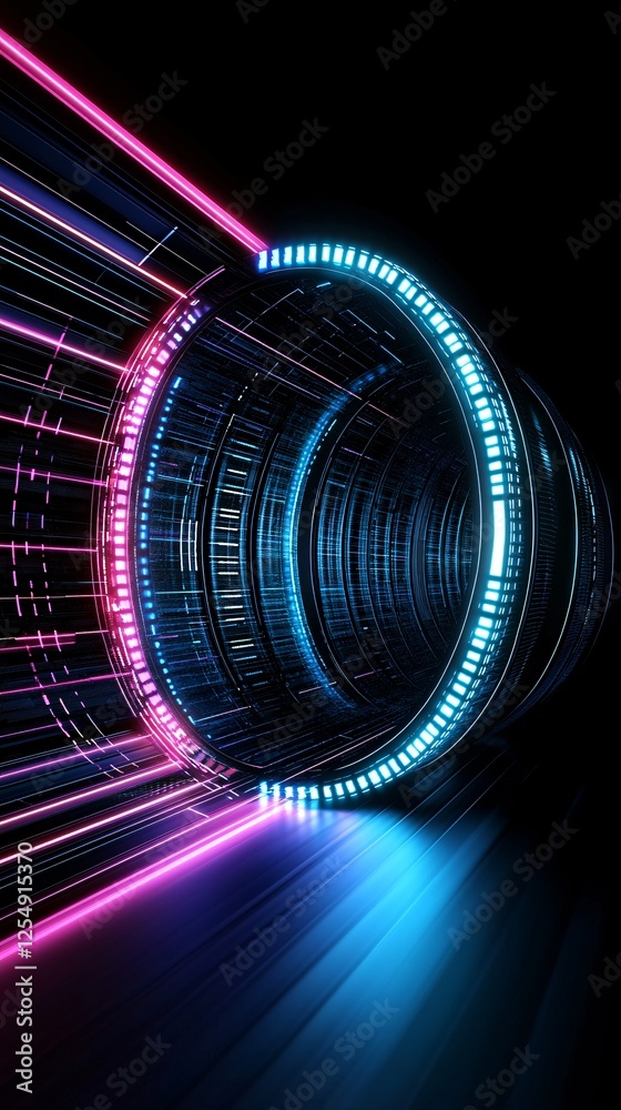 Wall mural hyper-dimensional vr cosmos, pulsating chromatic vortex, luminous ai-generated fractals, deep neon i
