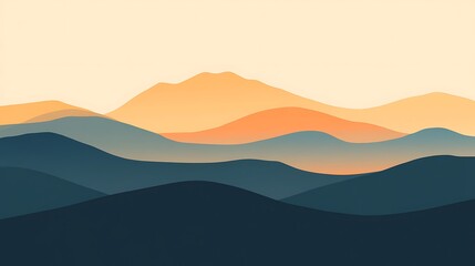 Obraz premium Abstract Layers of Mountains at Sunset
