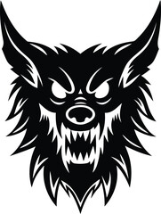 Werewolf  head vector illustration, werewolf  head silhouette and line art vector design