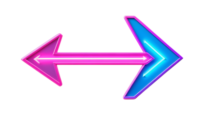 3D neon arrow icon with a vibrant blue and pink color png