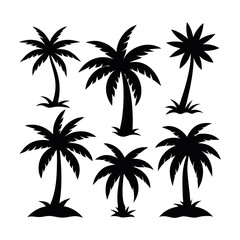 A Collection 6 palm tree silhouette vector illustration