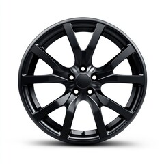 Obraz premium Black alloy wheel, isolated on white, automotive part, for car upgrade
