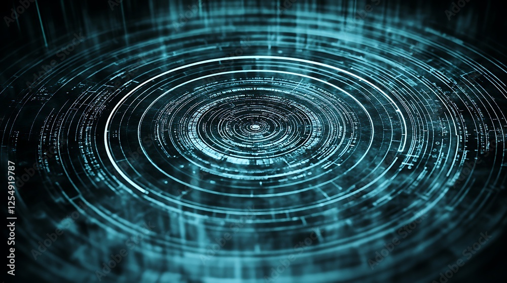Poster circular technology pattern abstract design digital interface backdrop with concentric rings