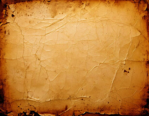 An old piece of brown paper that has a cracked and worn border