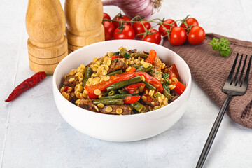 Eastern cuisine - Ptitim with beef and vegetables