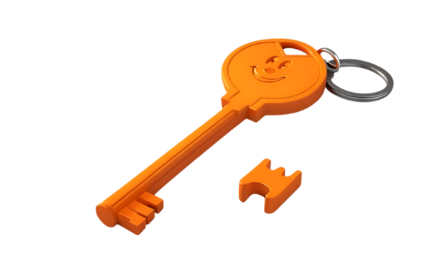 3D orange key png