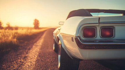 vintage car on the road