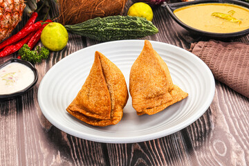Indian cuisine - stuffed samosa pastrie