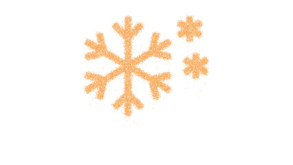 Icon snowflakes is made of yellow grains of sand. Some grains of sand fall down. Transparent background. Black