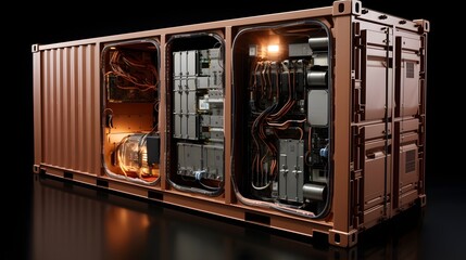 Obraz premium Sleek and Futuristic Cargo Container Designed with Advanced Materials for Modern Logistics and Transportation Solutions