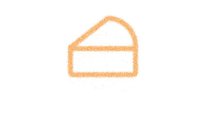 Icon cheese is made of yellow grains of sand. Some grains of sand fall down. Transparent background. Black
