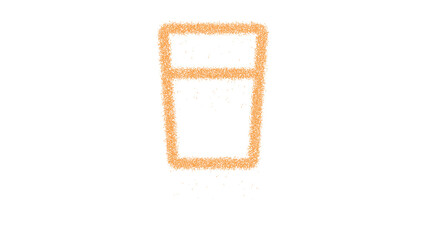 Icon glass is made of yellow grains of sand. Some grains of sand fall down. Transparent background. Black