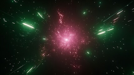 Cosmic Gateway Green and Red Interstellar Travel Through Space and Time Portal Exploration 3D Rendering