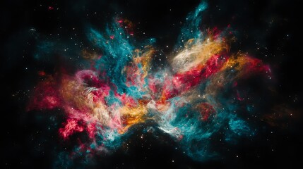 Obraz premium Cosmic Genesis Radiance A Celestial Symphony of Color in the Vast Expanse of Deep Space Abstract Art