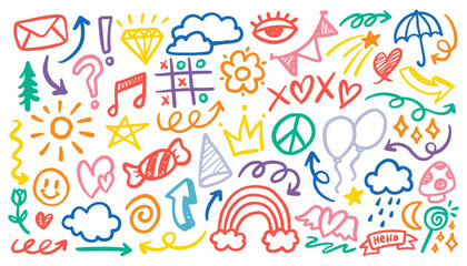 Hand drawn kid icon sketch funny cute element