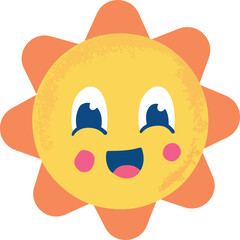 bright and cheerful vector illustration of a happy sun with a smiling face. 