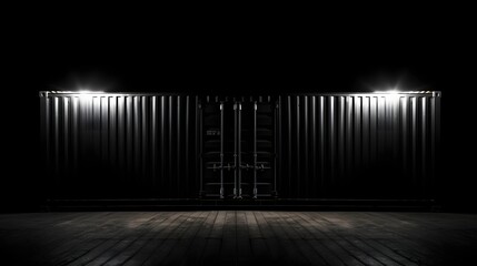 Sleek and Stylish Minimalist Black and White Design of a Cargo Container Showcasing the Clean Lines and Geometric Shapes of Modern Industrial Shipping and Logistics