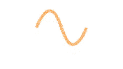 Icon wave sine is made of yellow grains of sand. Some grains of sand fall down. Transparent background. Black