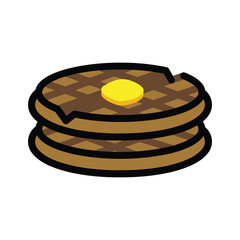 Waffle Icon - Fresh Pastries for Breakfast or a Snack for Tea and Coffee - Vector Flat