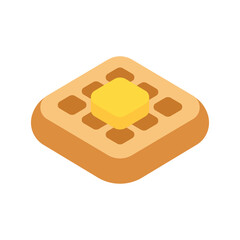 Waffle Icon - Fresh Pastries for Breakfast or a Snack for Tea and Coffee - Vector Flat