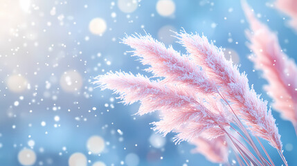 Pink Reed in Snow: A Winter's Serene Beauty