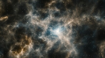 Cosmic Nebula Galaxy with Stars and Cloud Formations of Gas and Dust in Deep Space Scenery
