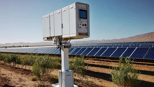 Innovative solar technology functioning in a desert solar farm promoting renewable energy initiatives