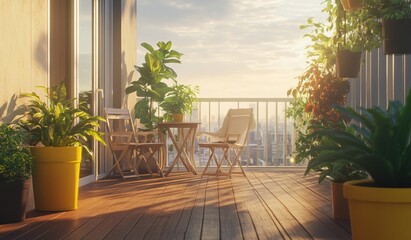 Serene Sunrise Balcony Oasis: Urban Jungle Escape