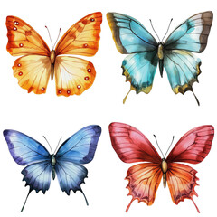 Obraz premium set of colorful butterflies isolated on transparent white background, clipping path