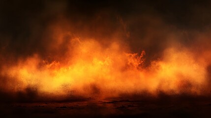 Obraz premium A dramatic display of orange and yellow flames rising against a dark background, creating a fiery atmosphere.