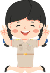 Cute female teacher jumping in air