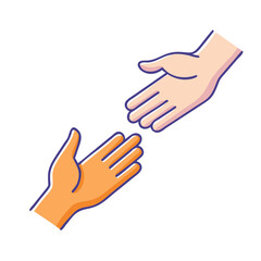 hands reaching out icon, hands reaching out vector illustration-simple illustration of hands reaching out, perfect for hands reaching out logos and icons