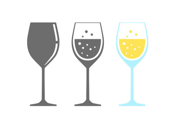 Wineglass set isolated on white background. Vector clipart