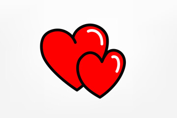 two loving hearts. Love concept. Vector doodle illustration