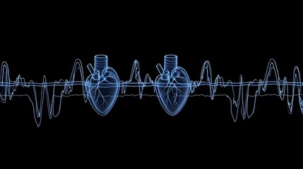 A single blue heart line, symbolizing life and health
