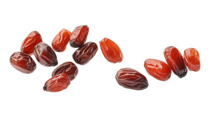 Falling dried dates close up, created with Generative AI technology, PNG